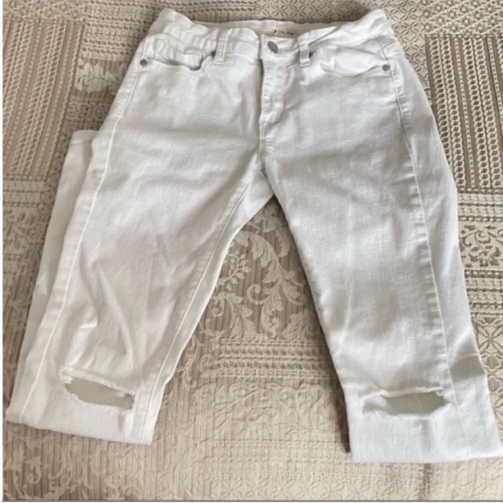 Women's White Ripped Skinny Jean Pants Size 7